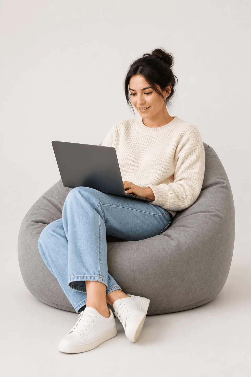Student preparing for TEF online with a laptop